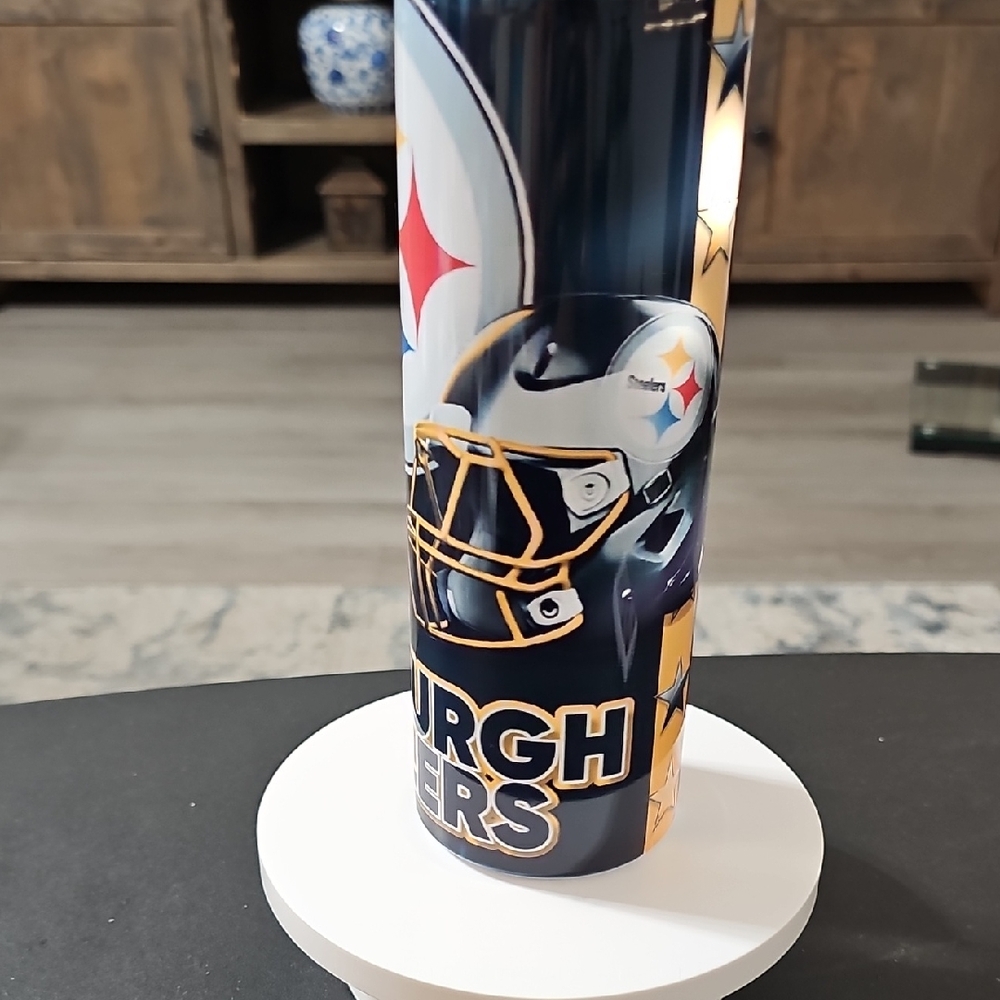 CUSTOM Pittsburgh Steelers Themed Tumbler - Black and Gold